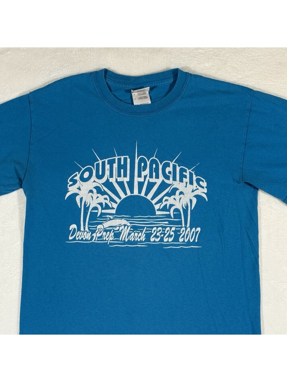 South Pacific Musical Devon Prep 2007 Graphic Tee Gildan Heavy Cotton Blue S VTG